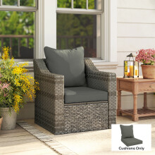 Outsunny Garden Chair Cushion with Seat & Back Pad, CUSHION ONLY, Dark Grey