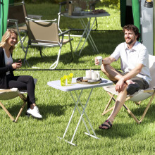 Outsunny Folding Coffee Table, Height Adjustable Picnic Table, White