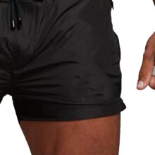 Herren L schwarze Nylon-Gym-Shorts schnelltrocknend atmungsaktiv