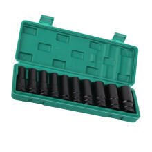 10 Stück schwarzer Kohlenstoffstahl 1/2-Zoll Steckschlüsselsatz 10-24mm