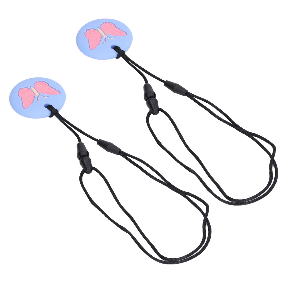 2Pcs Sensory Chew Necklace Safe Silicone Discomfort Relief Proper Hardness Baby Teething Necklace For Toddler Kids Sky Blue