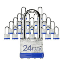 Cadeados Exteriores, Cadeado com Chave, 24 Pack - Cadeados de Aço Laminado com Longa Argola