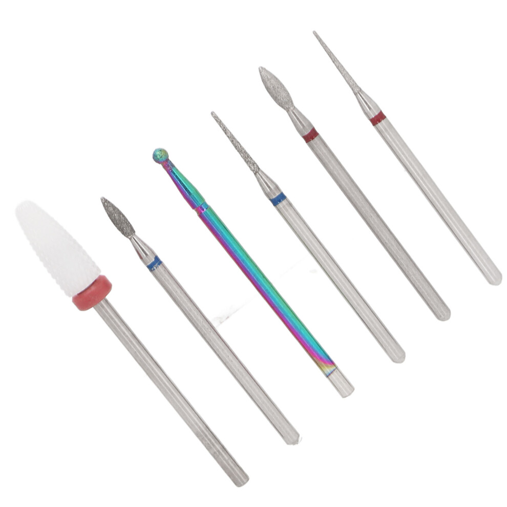 6pcs Ceramic Nail Drill Bit High Strength Polishing Tungsten Ceramic Cuticle Remover Bits for Nail Artist Beginners