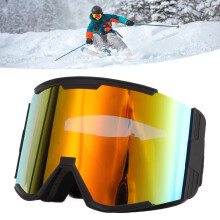 Skibrille für Erwachsene zylindrische Linse schwarzes Gestell rote Linse