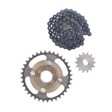 Metal Steel 420 14 Tooth H Hole 12x17mm Sprocket 36 Tooth Crankset 76 Link Chain Set for Bike Bicycle