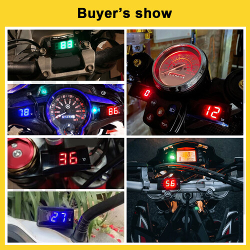 Motorrad Digital-Wassertemperaturanzeige 32~248F, LCD, 12V, 18mm Sensor, Rot 2