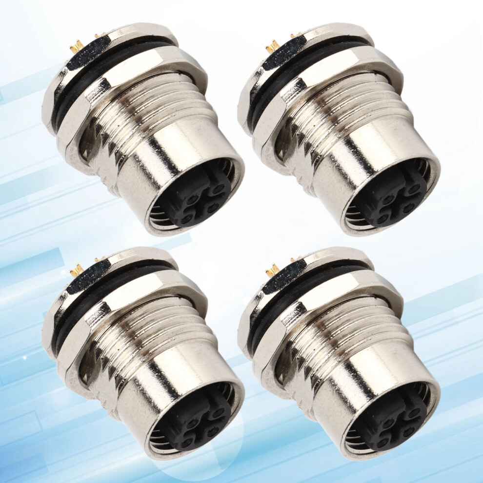 M12 4 Core D Type Female Chassis Connector Uv Resistant For Sensors Actuators Motors Rail Transportation 9491319398628