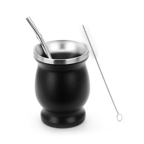 Yerba Mate Becher Set Schwarz 304 Edelstahl 1