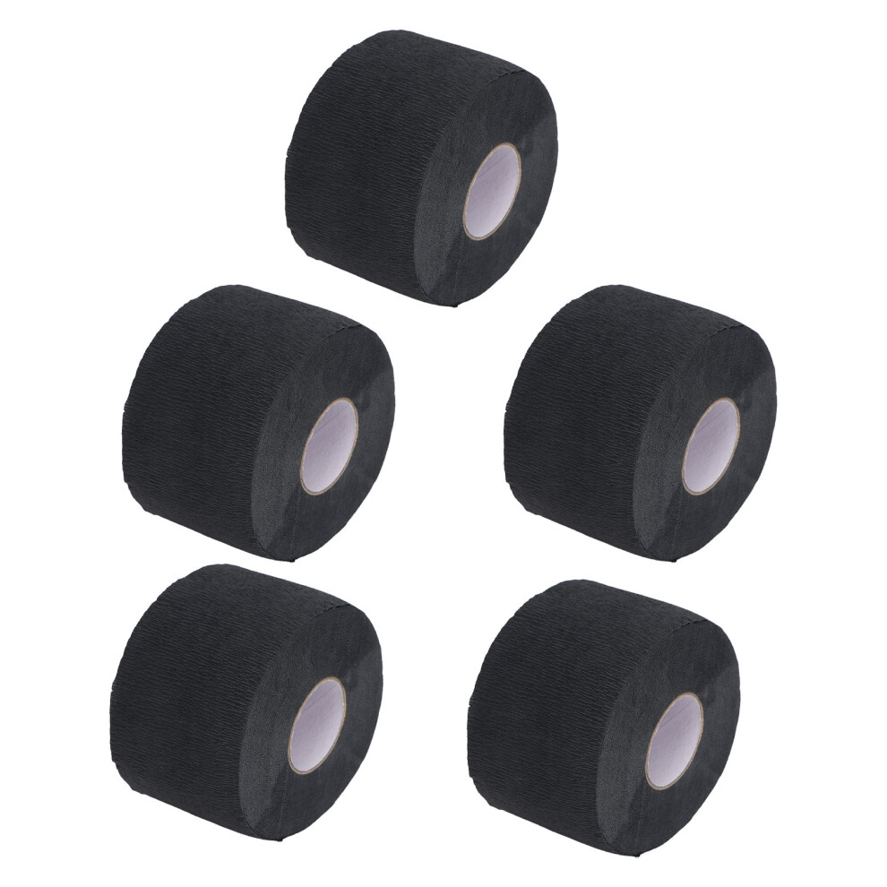 Black 5 Rolls Paper Barber Neck Strips Disposable Self Adhesion Stretchy Neck Band For Haircut