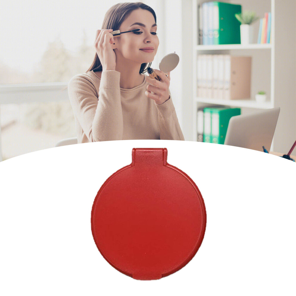 Red Single Sided Folding Circular Mirror Plastic Portable Compact Cosmetic Pocket Mirror