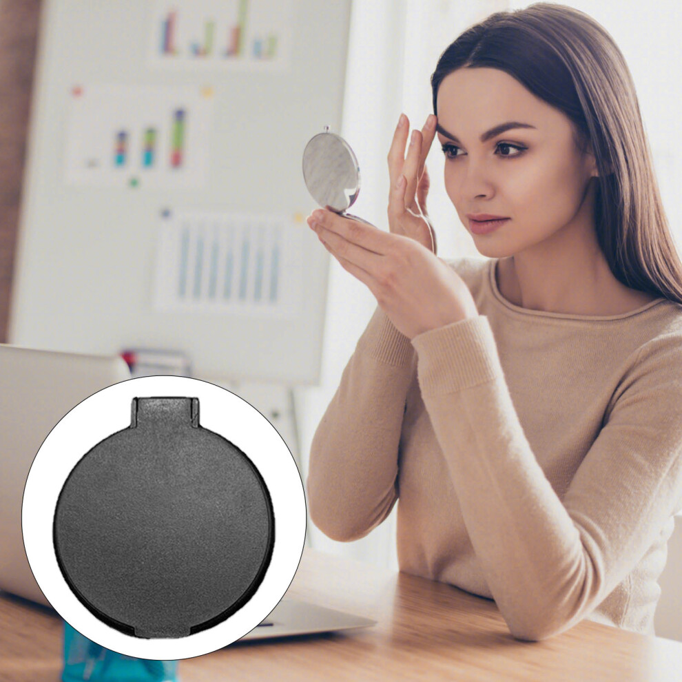 Black Single Sided Folding Circular Mirror Plastic Portable Compact Cosmetic Pocket Mirror