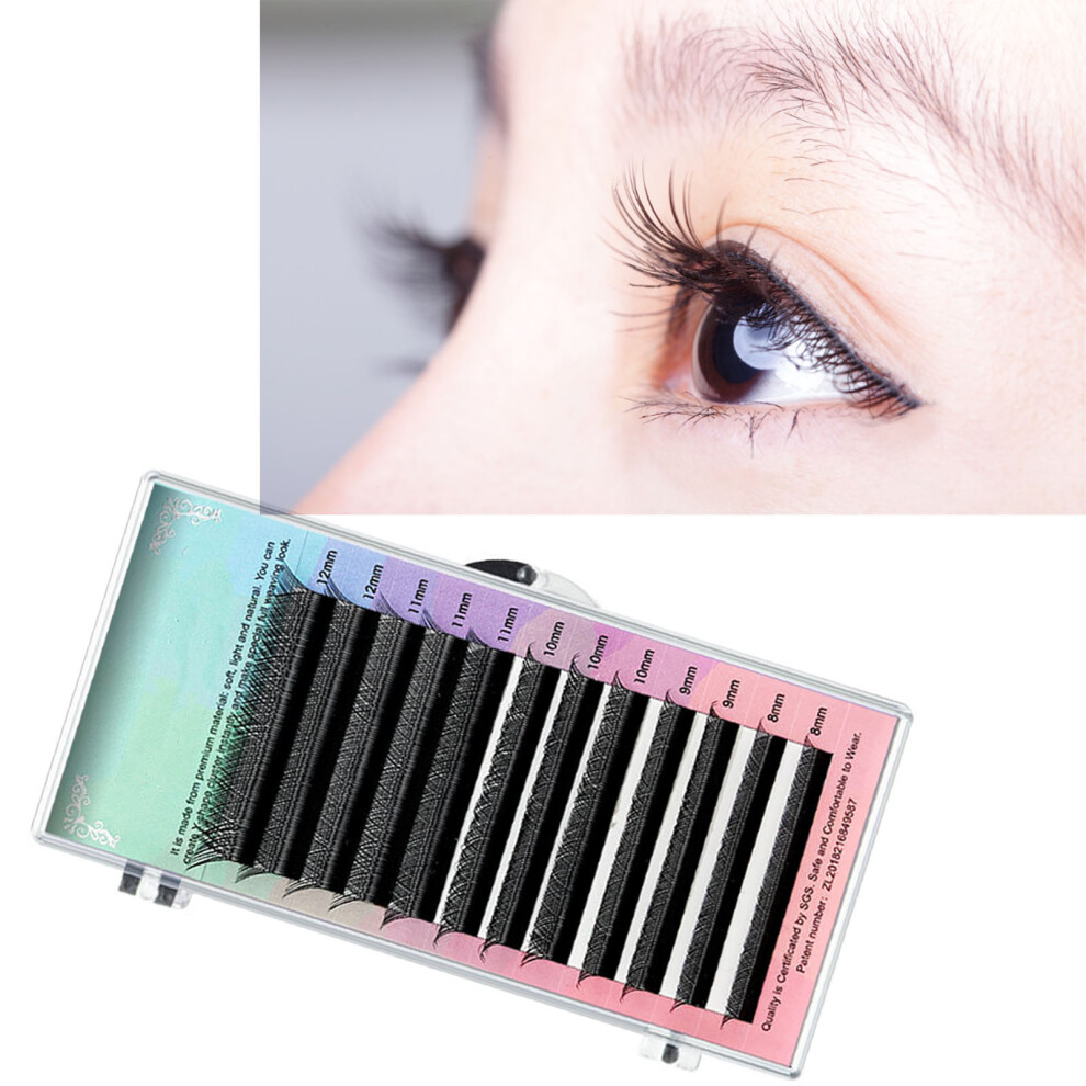 Volume Extension Lashes Soft 0.07B Thickness Double Hair Tip Professional Fanning Eyelashes 8â12mm Mix