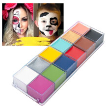 12-Farben 3,4oz DIY Wasserbasierte Körper Make-up Palette, Schnell Trocknend, 15,5x5,5x2cm