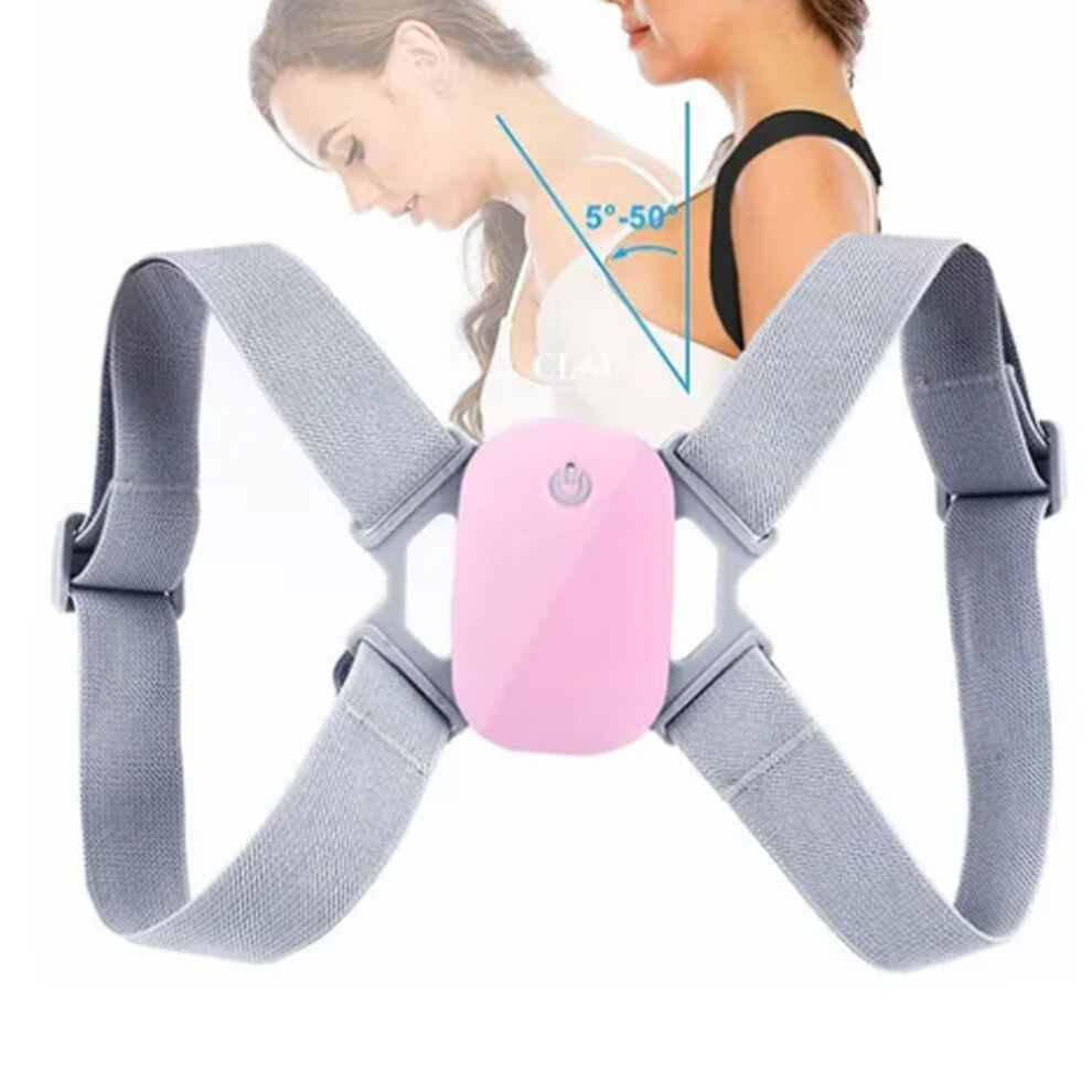 Pink Smart Posture Corrector Back Brace Strap Adjust Auto Vibration Hunchback Prevention Back Straightener