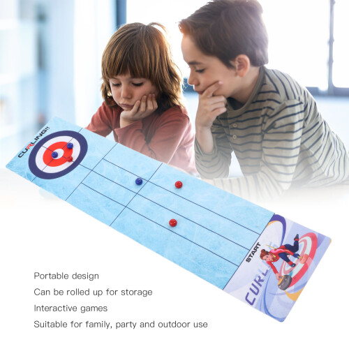 Tabletop Curling Game Roll Up Interactive Educational Competitive Portable Curling Board Family Game 2