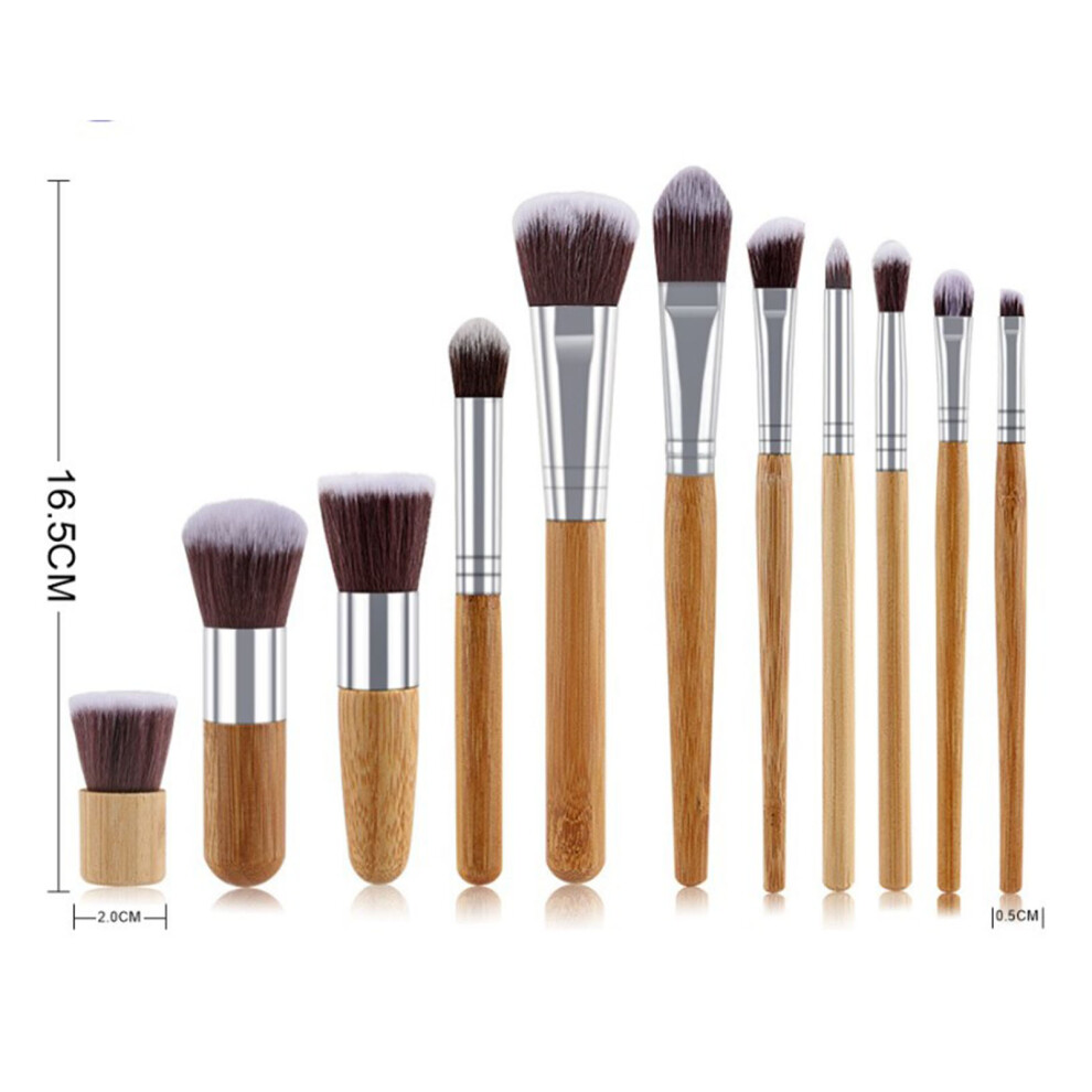 11Pcs Cosmetic Brushes Bamboo Handle Makeup Brush Set Professional Face Beauty Tools