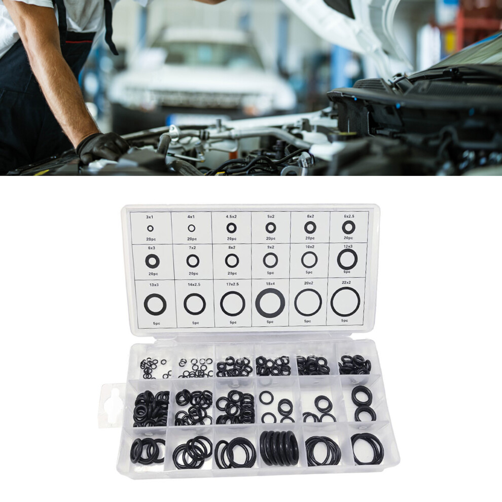 225Pcs Rubber O Rings Assortment Metric Waterproof Sealing Ring Set Nbr Washer Kit Black 9381319415787