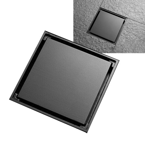 Quadratischer Duschbodenablauf aus Edelstahl schwarz 2