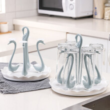 Becherhalter in Schwanenform, 6 Köpfe, drehbare Tropfschale, Blau