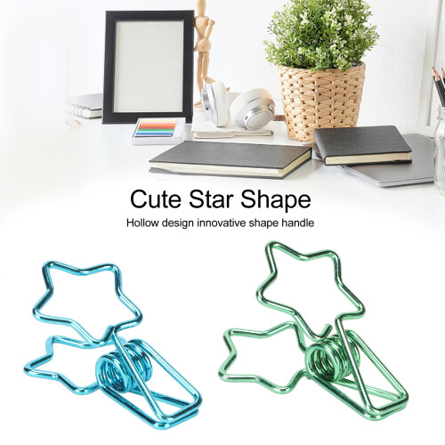 100 Stück sternförmige Binderclips, Metall, Blau/Grün 2