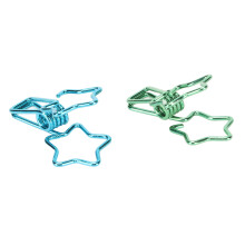 100 Stück sternförmige Binderclips, Metall, Blau/Grün