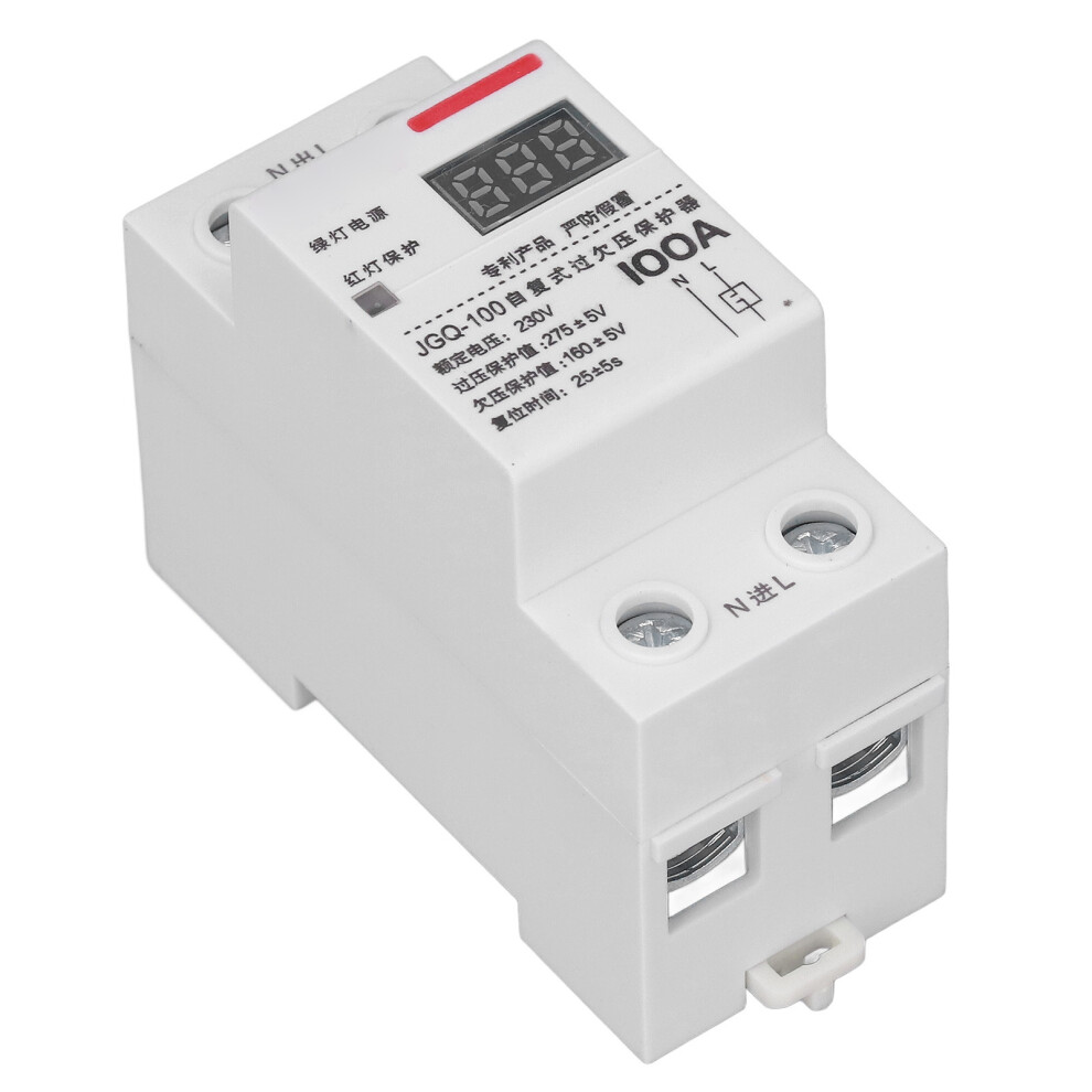 Over Under Voltage Protector 100A Din Rail Self Resetting Voltage Protective Device With Square Indicator Screen 230V 9391319418923