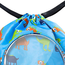 Swim Bag Cartoon Pattern Waterproof Oxford Cloth PVC Regulable Shoulder Strap Drawstring Beach Backpack for Sports Dinosaur Large