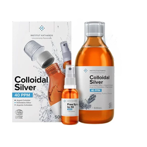 Premium Colloidal Silver 40ppm 500mL  Optimal Concentration Formula, Smaller Particles, Better Results  Laboratory Certified  Liquid Silver