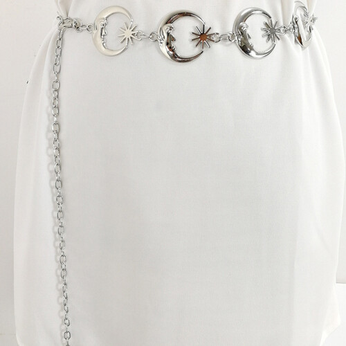 Mond-Taillekette Gürtel Metall Silber 104 cm 50-100 cm 2