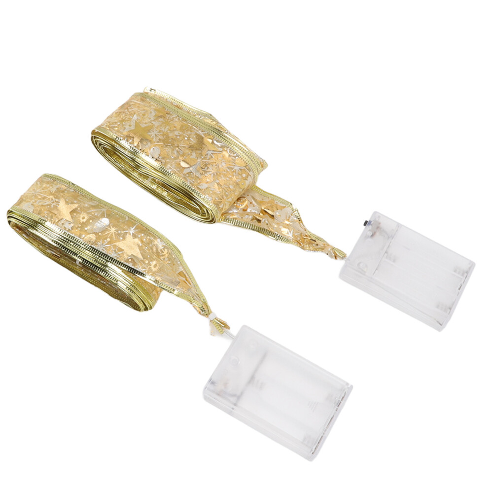 2 Pcs Christmas Ribbon String Lights Fairy Lights Christmas Tree Lights for Decorations Golden Warm Light 5cm 3.8cm-image-OPC-PHTHM89-NEW