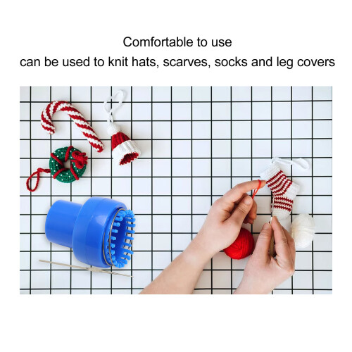 Mini Knitting Machine Blue Ergonomic Design Automatic Release Function Crochet Loom Machine 2