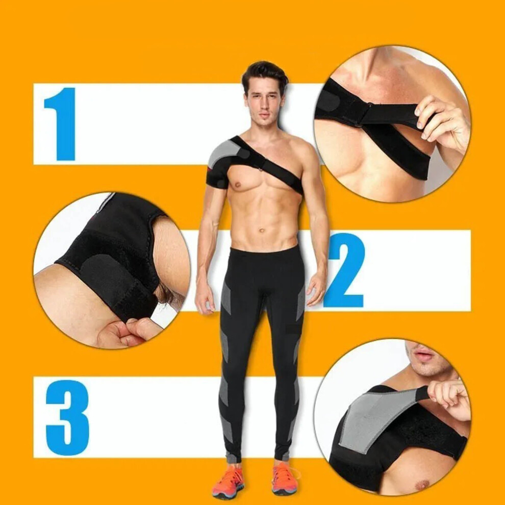 Shoulder Brace Lightweight Adjustable Single Shoulder Support Brace for Muscle Injury Joint Dislocation Free Size Grey Black Right Shoulder