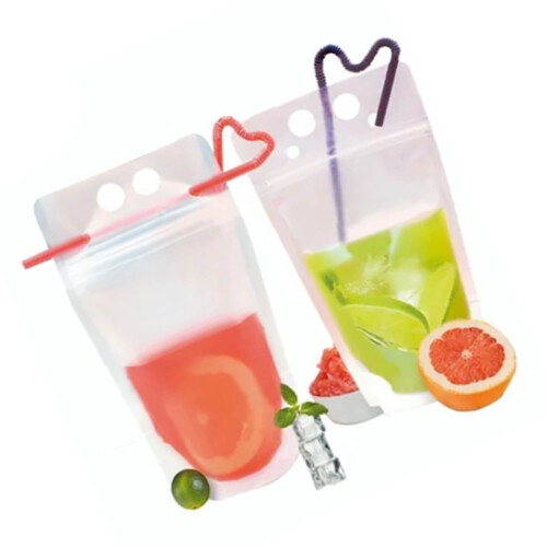 milchig-transparente Beutel 28x18cm 1000ml +50 Strohhalme 2