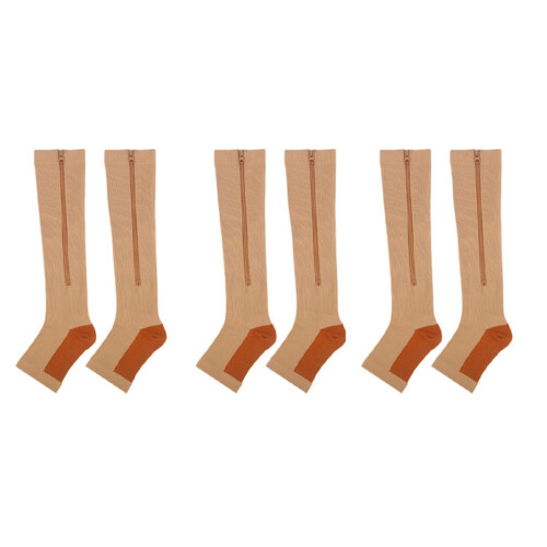 Reißverschluss-Kompressionssocken S/M 3er Pack Schwarz/Grau/Haut 1