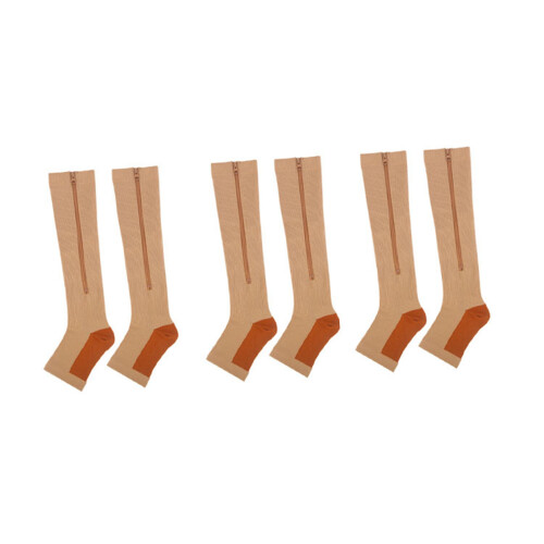 Reißverschluss-Kompressionssocken S/M 3er Pack Schwarz/Grau/Haut 2