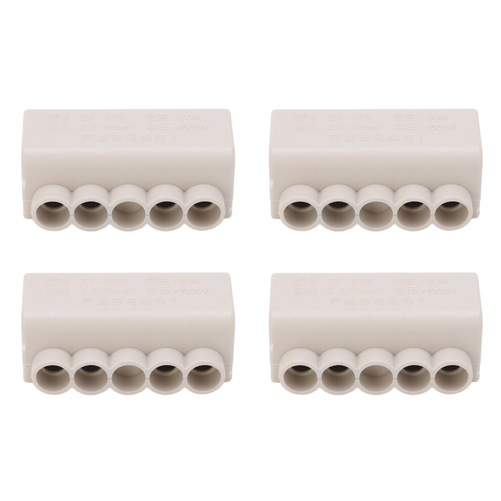 4Pcs Zk 516 Splitter Wire Connector 1 To 5 1000V 80A Brass Conductor High Power Inline Terminal Block For Ceiling Light 4641319433422