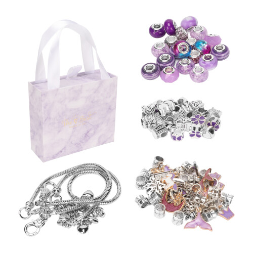 Exquisites Basisarmband-Set mit großen lila Perlen 1