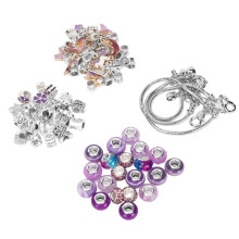 Exquisites Basisarmband-Set mit großen lila Perlen