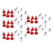 60 pezzi di mini barriere stradali rosse e bianche per giochi, adatte a auto radiocomandate da calcio, dimensioni 39x40mm