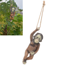 Baby Affen hängende Statue aus Resin, braune Gartendekoration, 12,5 cm