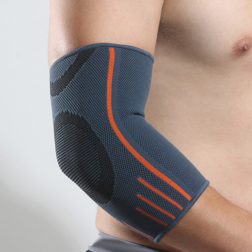 Gray/Orange Elbow Brace Nylon Thickened Elastic Elbow Support For Outdoor Sports Basketball L