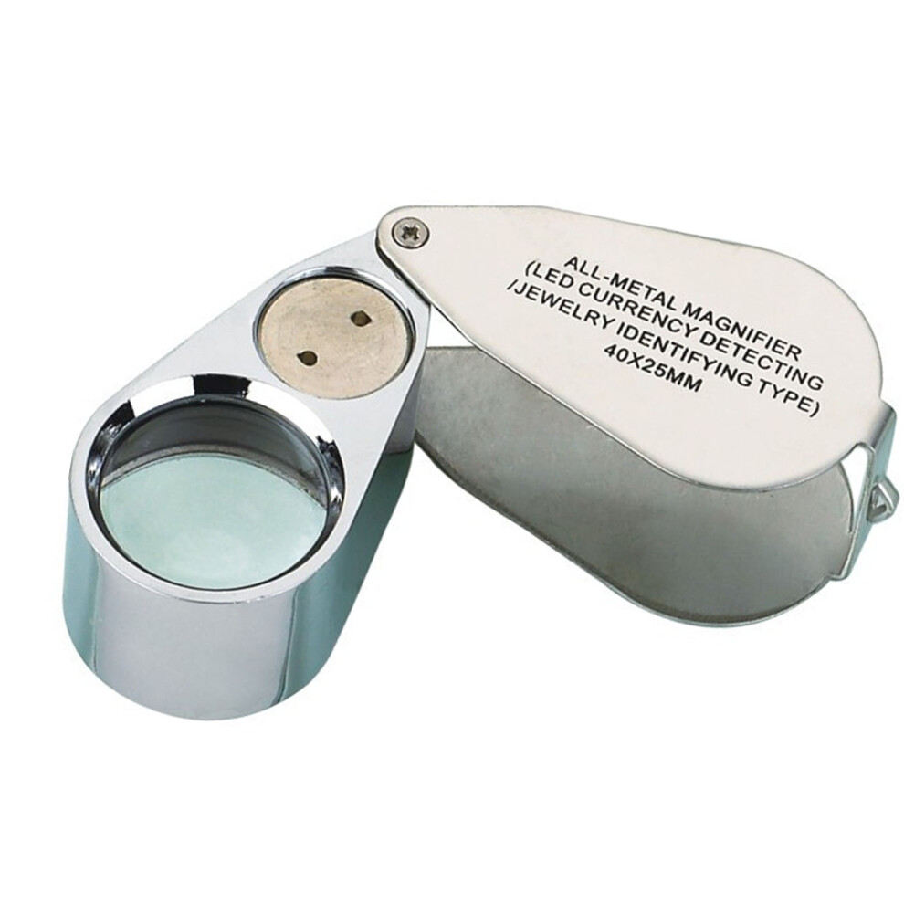 40X Mini Jewelry Magnifying Glass with LED Money Checking Light Handheld Identification Jewelry Appraisal Loupe