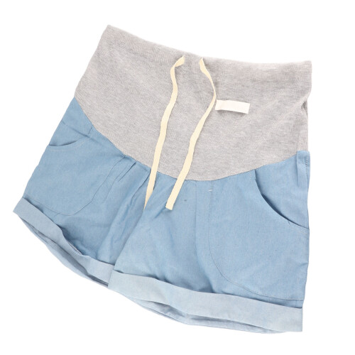 Shorts de denim para maternidad azul claro M - cordón