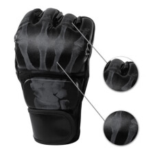 Halbfinger-Sporthandschuhe aus PU-Leder, Schwarz, 12 cm breit, 22 cm lang