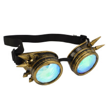Halloween Kaleidoscope Rave Goggles Rainbow Crystal Lenses Adjustable Trippy Psychedelic Steampunk Goggles Bronze