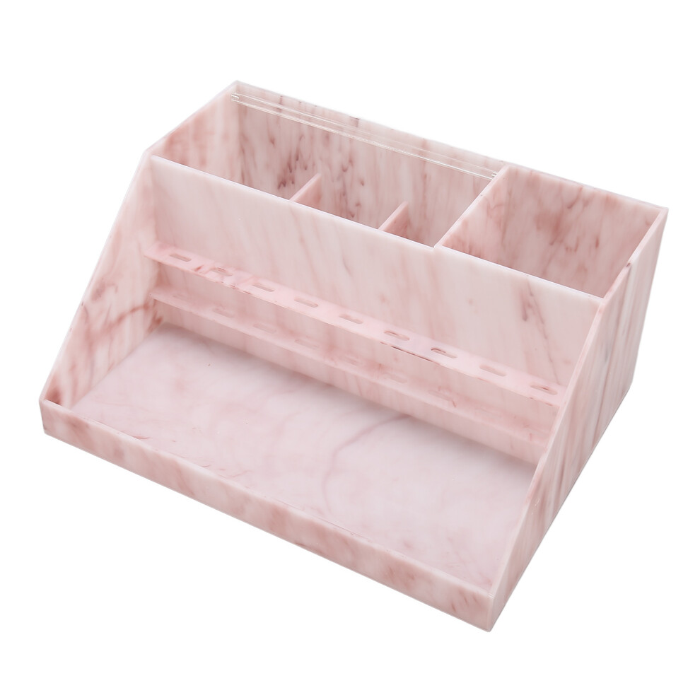 Pink Dustproof Storage Organizer Acrylic Compartment Marble Texture Eyelash Accessories Organizer