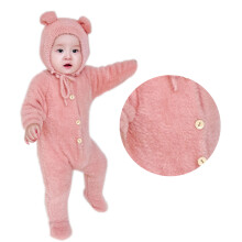 Mono para bebé oso rosa de nylon con capucha 73 cm / 28.7 in
