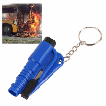 Rompe-vidrios para coche mini 3-en-1, martillo de seguridad azul