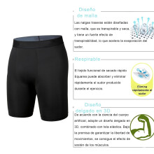 Shorts de compresión XXL negro de secado rápido y transpirable