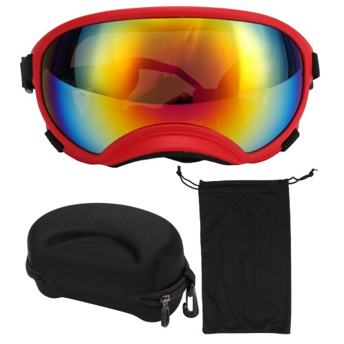Hundegoggles Winddicht UV Staubdicht Verstellbar Roter Rahmen Langlebiges PC 1